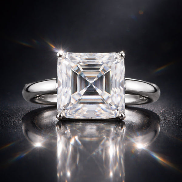 16.1ct DEW White Moissanite Radiant Solitaire Ring