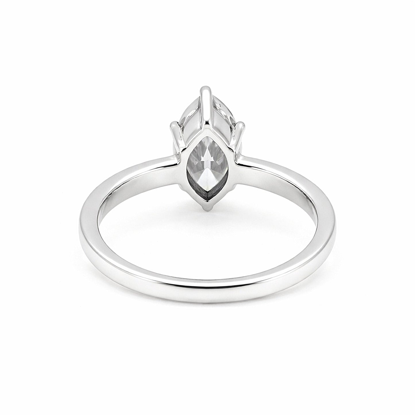 1.50 ct DEW Certified Marquise Cut White Moissanite Ring In 18K Gold Plated
