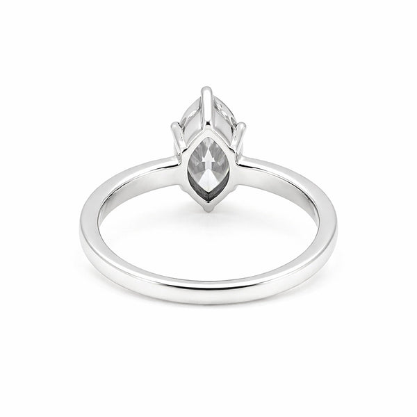 1.50 ct DEW Certified Marquise Cut White Moissanite Ring In 18K Gold Plated