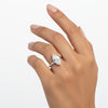 Side profile of 2ct marquise diamond ring with gold vermeil six-prong setting