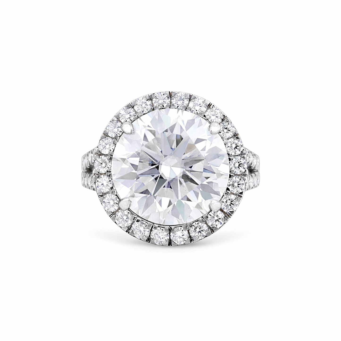 Certified 5.90 ct DEW Round Cut White Moissanite Solitaire Ring In Gold Vermeil
