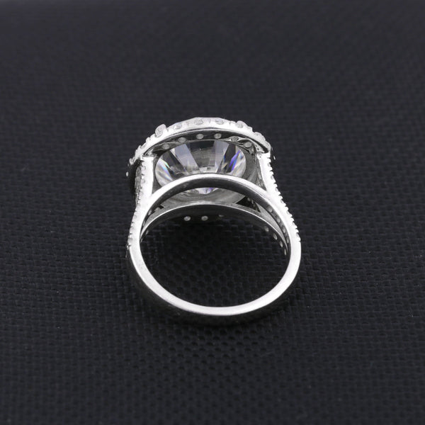 Certified 5.90 ct DEW Round Cut White Moissanite Solitaire Ring In Gold Vermeil