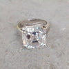 8.3ct DEW White Moissanite Radiant Solitaire Ring