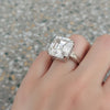 8.3ct DEW White Moissanite Radiant Solitaire Ring