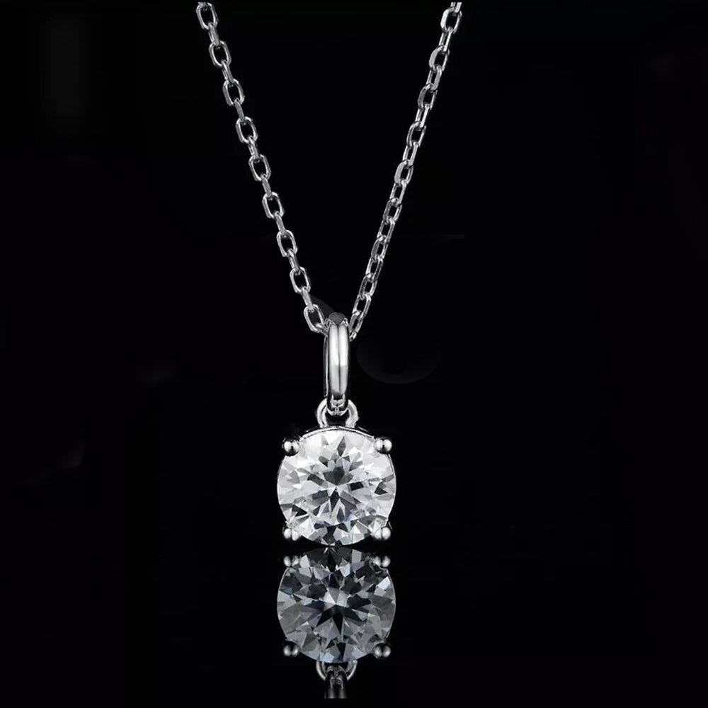 Certified 2.80 ct DEW Round Cut White Moissanite Solitaire Pendant in 18K Gold Plated Vermeil