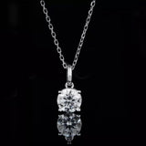 Certified 2.80 ct DEW Round Cut White Moissanite Solitaire Pendant in 18K Gold Plated Vermeil