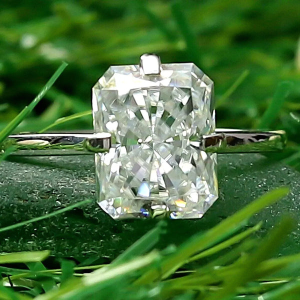 8.15ct DEW White Moissanite Radiant Solitaire Ring