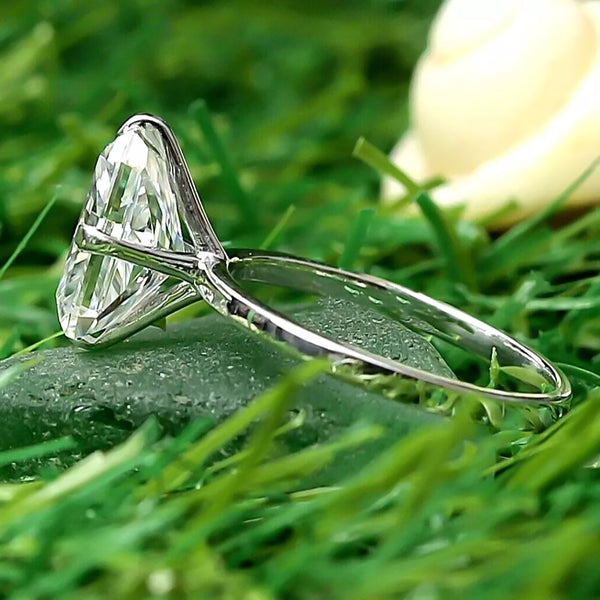 8.15ct DEW White Moissanite Radiant Solitaire Ring