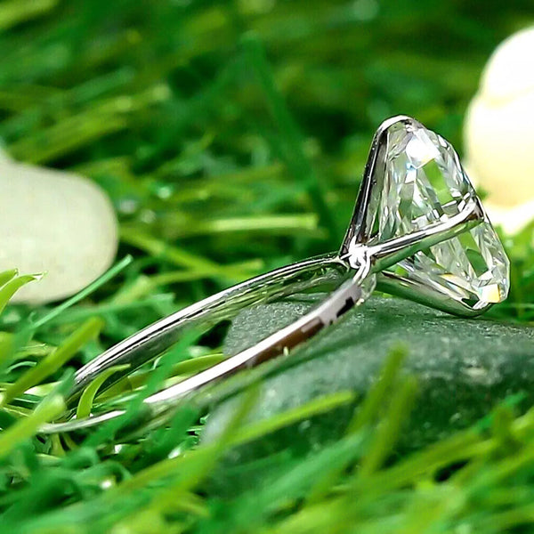 8.15ct DEW White Moissanite Radiant Solitaire Ring