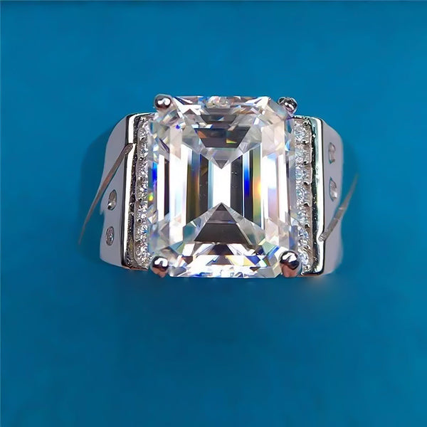 5.3ct DEW White Moissanite Emerald Solitaire Ring