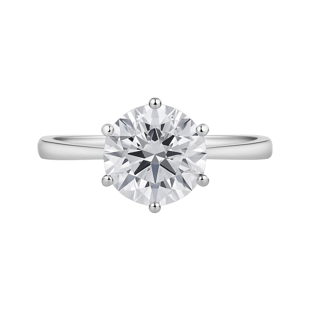 3.50 ct DEW Certified White Round Cut Moissanite Solitaire Ring 18K Gold Plated