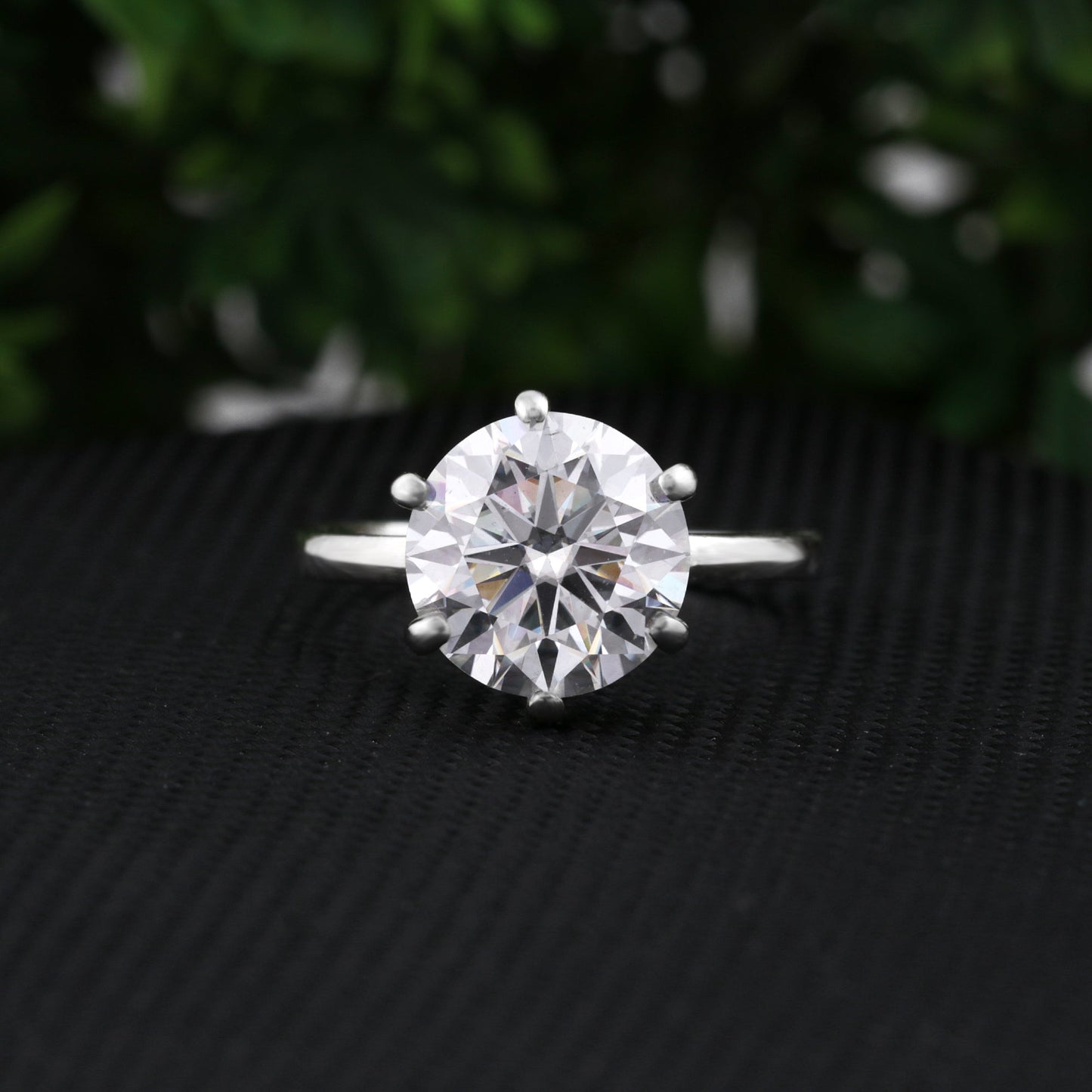 5.0ct DEW White Moissanite Round Solitaire Ring