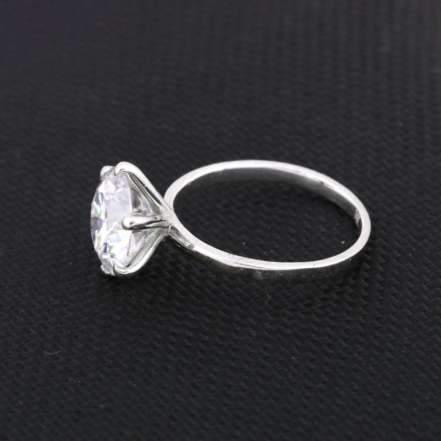 3.50 ct DEW Certified White Round Cut Moissanite Solitaire Ring 18K Gold Plated