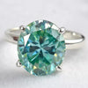 4.8ct DEW Blue Moissanite Oval Solitaire Ring