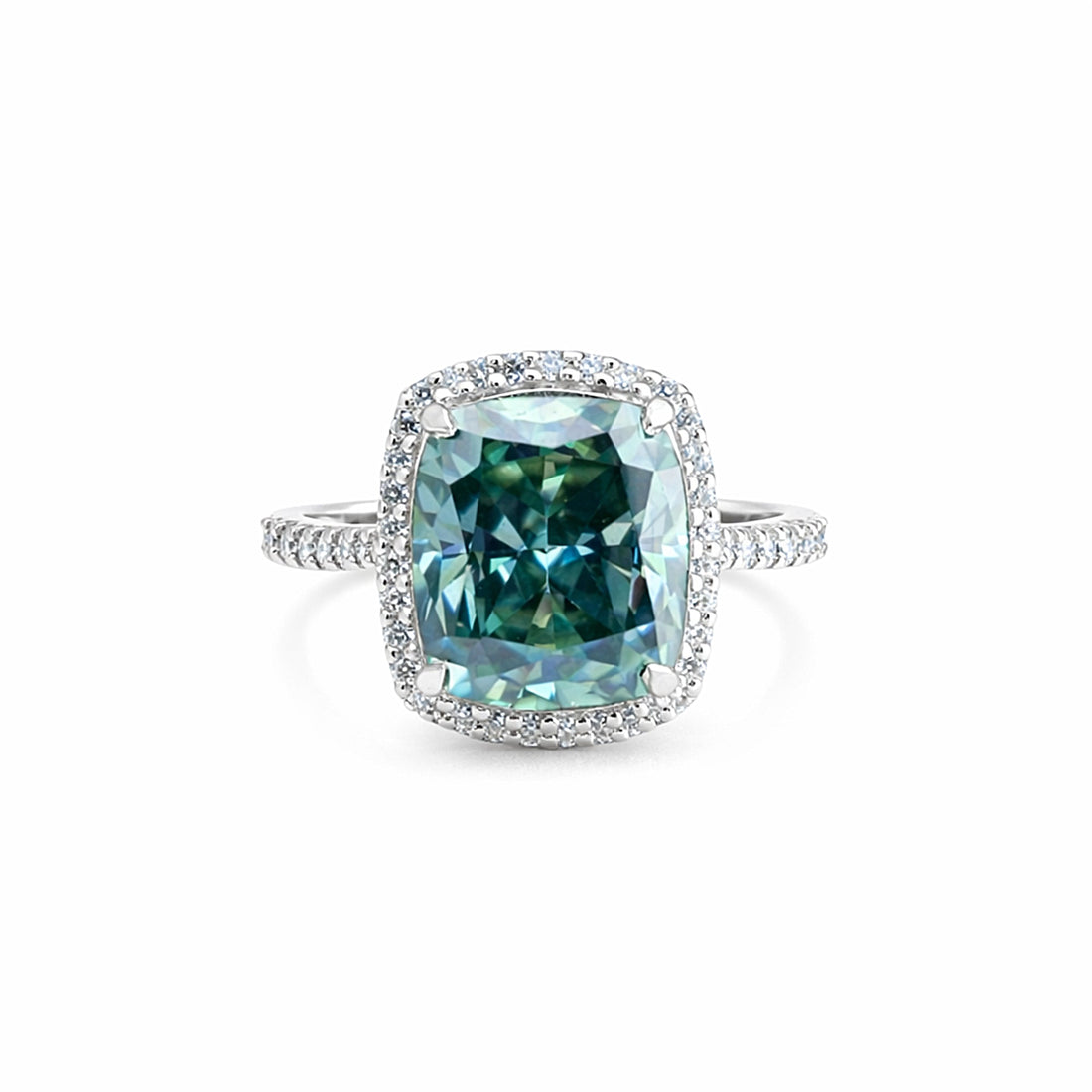 10.10 ct DEW Oval Cut Blue Moissanite Cushion Cut Solitaire Ring Gold Vermeil