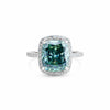 4.40 carat emerald cut fancy blue lab-grown diamond ring in 18k gold vermeil