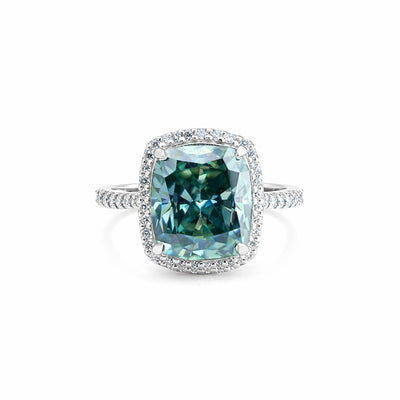 4.40 Ct Emerald Cut Blue Lab Grown Diamond Ring — VS1 Clarity, 18k Gold Vermeil