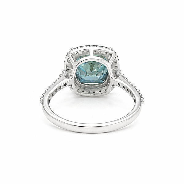 7.00 ct DEW Cushion Cut Blue Moissanite Ring Gift for Her Anniversary 18K Gold Plated V 18K Gold Plated