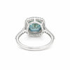 Close-up of large blue emerald step cut, VS1 clarity, full crown and table
