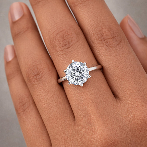 5.3ct DEW White Moissanite Round Solitaire Ring
