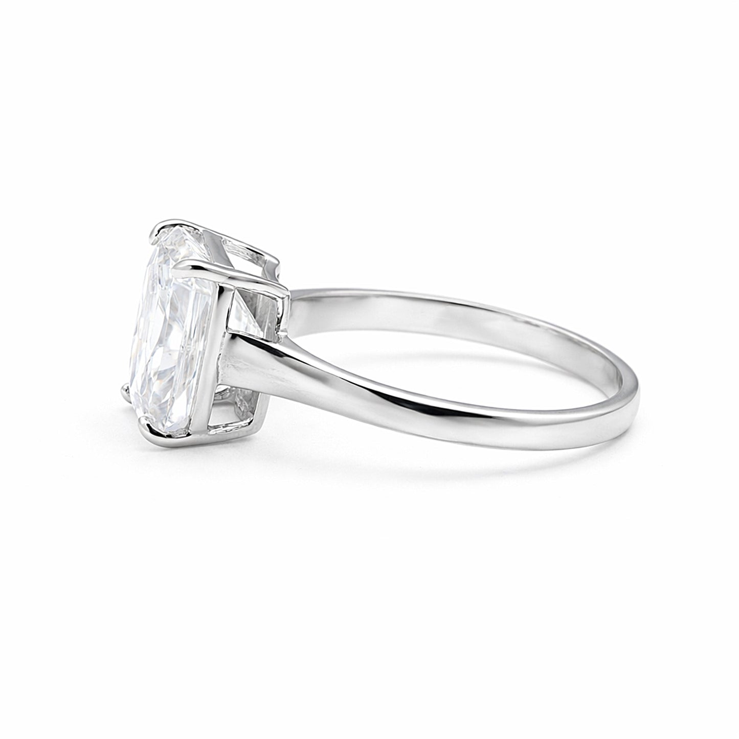 4.8ct DEW White Moissanite Emerald Solitaire Ring