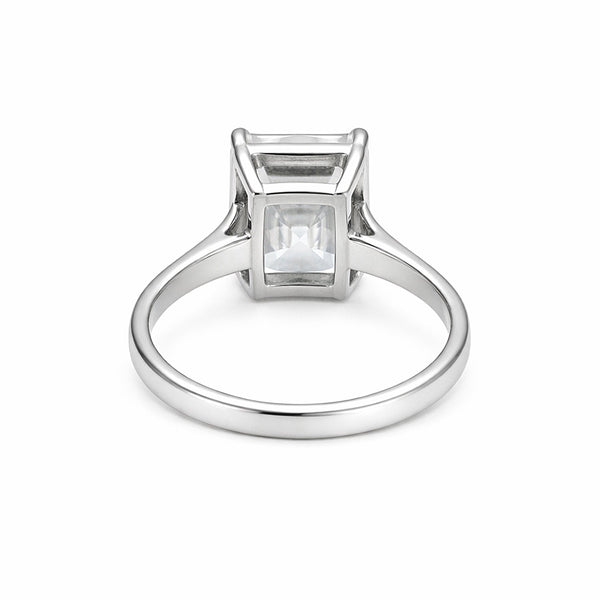 4.8ct DEW White Moissanite Emerald Solitaire Ring