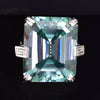 18.6ct DEW Blue Moissanite Emerald Solitaire Ring