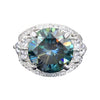 RARE 16.10 ct DEW Certified Treated Blue Moissanite Solitaire Ring In Gold Vermeil