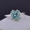 5.5ct DEW Blue Moissanite Princess Solitaire Ring