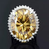 13.6ct DEW Champagne Moissanite Oval Solitaire Ring