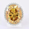 13.6ct DEW Champagne Moissanite Oval Solitaire Ring