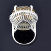 13.6ct DEW Champagne Moissanite Oval Solitaire Ring