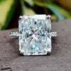 14.6ct DEW White Moissanite Radiant Solitaire Ring