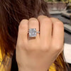14.6ct DEW White Moissanite Radiant Solitaire Ring