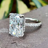 14.6ct DEW White Moissanite Radiant Solitaire Ring