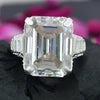 25.5ct DEW White Moissanite Emerald Solitaire Ring