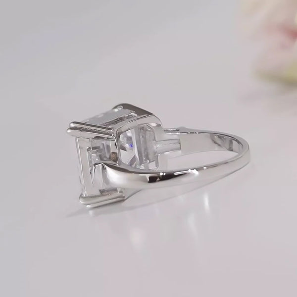 9.5ct DEW White Moissanite Asscher Solitaire Ring