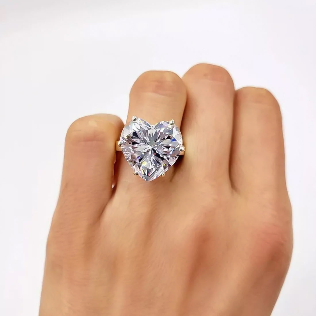 7.2ct DEW White Moissanite Heart Solitaire Ring