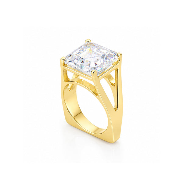 6.3ct DEW Green Moissanite Asscher Solitaire Ring
