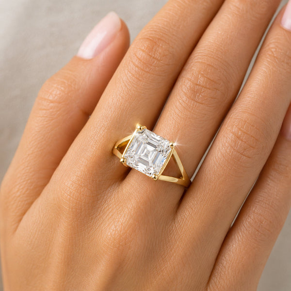 6.3ct DEW Green Moissanite Asscher Solitaire Ring