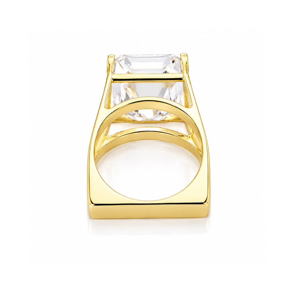 6.3ct DEW Green Moissanite Asscher Solitaire Ring
