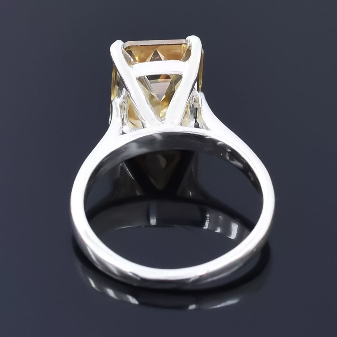 4.7ct DEW Champagne Moissanite Emerald Solitaire Ring