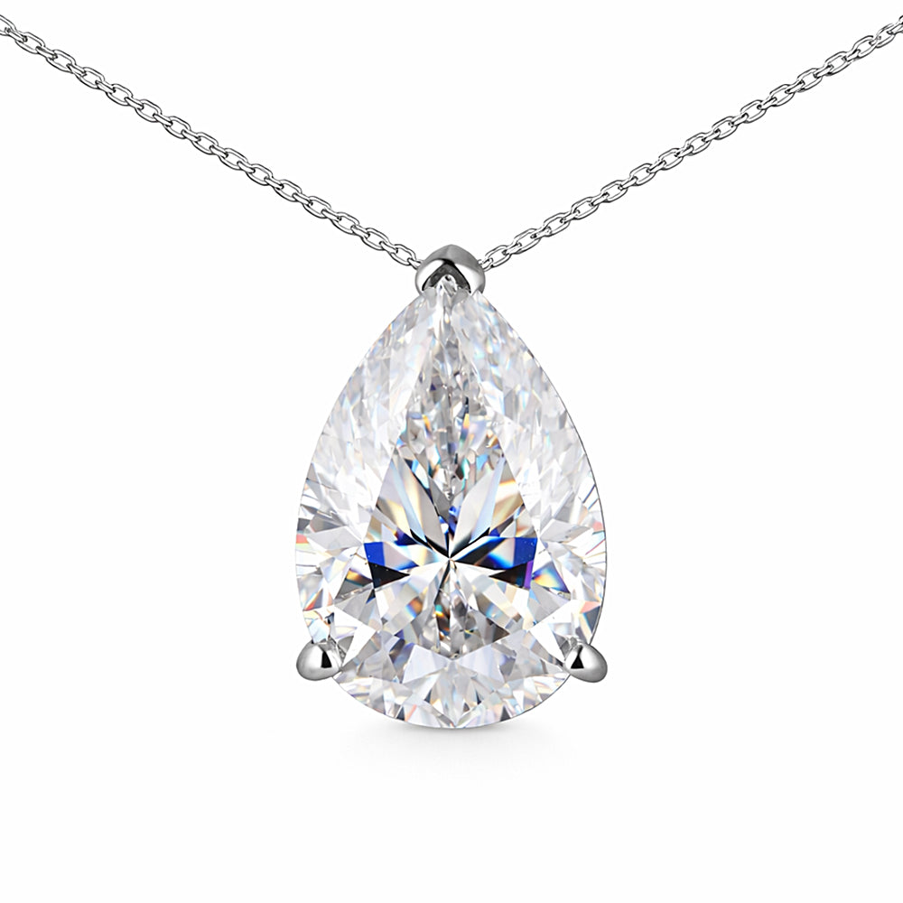 4.60ct DEW White Moissanite Pear Cut Pendant Necklace