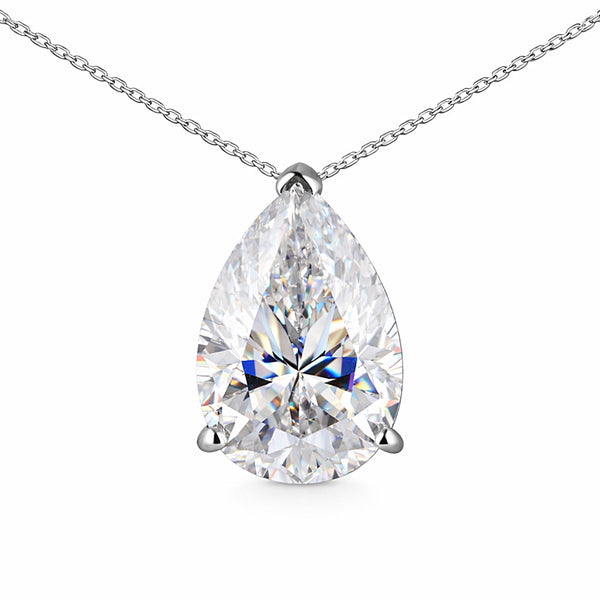 4.60ct DEW White Moissanite Pear Cut Pendant Necklace