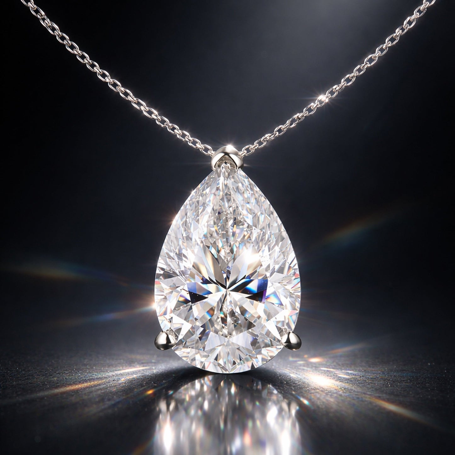 4.60ct DEW White Moissanite Pear Cut Pendant Necklace