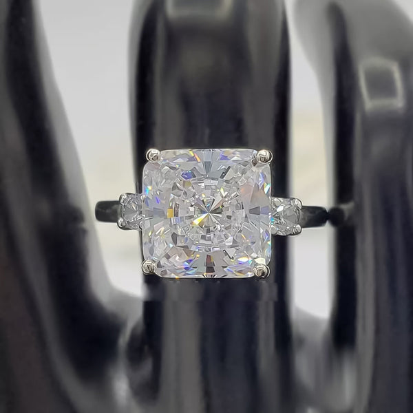 5 ct DEW Certified Radiant Cut White Moissanite Ring For Women 18K Gold Plated