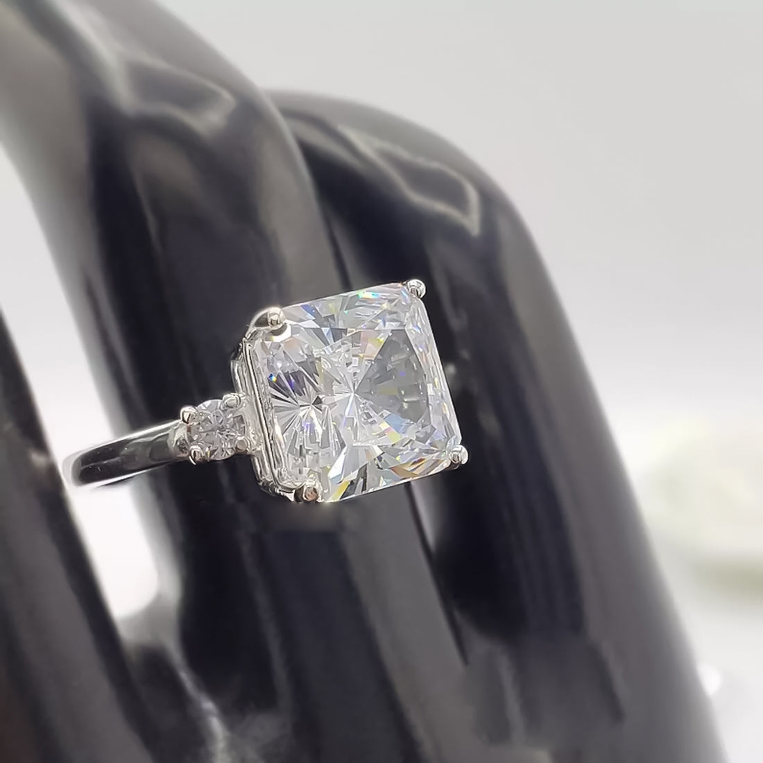 5 ct DEW Certified Radiant Cut White Moissanite Ring For Women 18K Gold Plated
