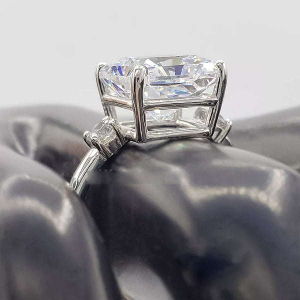 5 ct DEW Certified Radiant Cut White Moissanite Ring For Women 18K Gold Plated