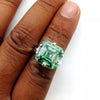 10.10 ct DEW Certified Blue Moissanite Asscher Cut Solitaire Ring Ring 18K Gold Plated 18K Gold Plated