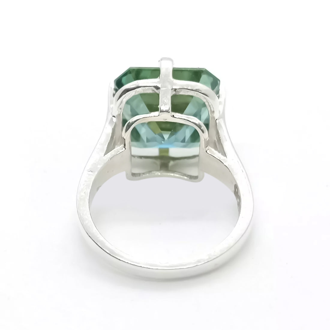 10.10 ct DEW Certified Blue Moissanite Asscher Cut Solitaire Ring Ring 18K Gold Plated 18K Gold Plated